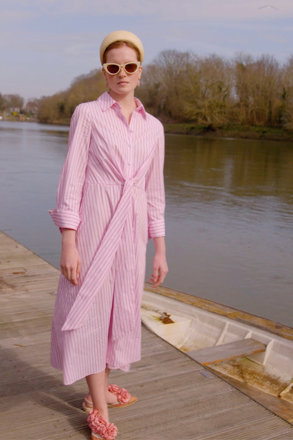 Load image into Gallery viewer, Priscilla 25 Striped Summer Shirt Dress Pink