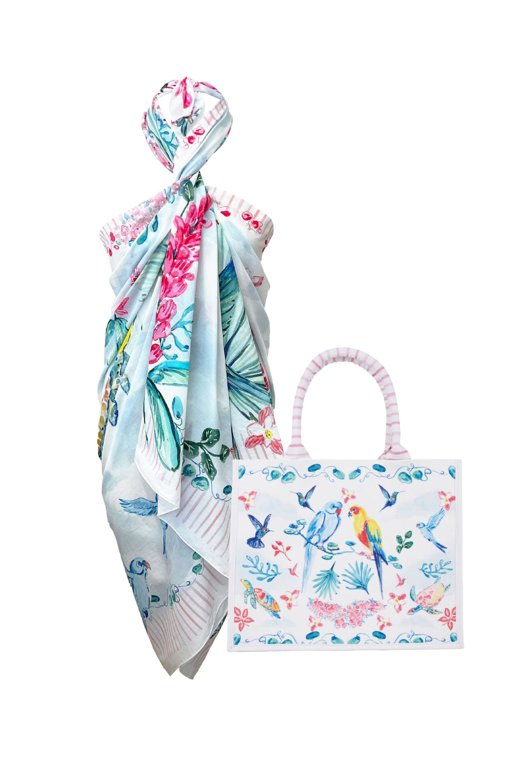 Load image into Gallery viewer, Tropical Caribbean Pareo and Tote Bag Set