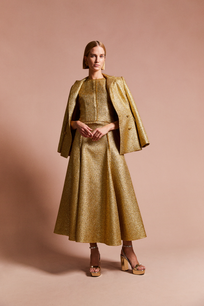 Load image into Gallery viewer, Rapallo Blazer Gold Tweed