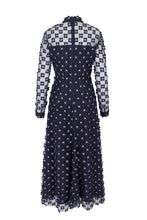Load image into Gallery viewer, Keres Dress Navy Appliqué Daisy Lace