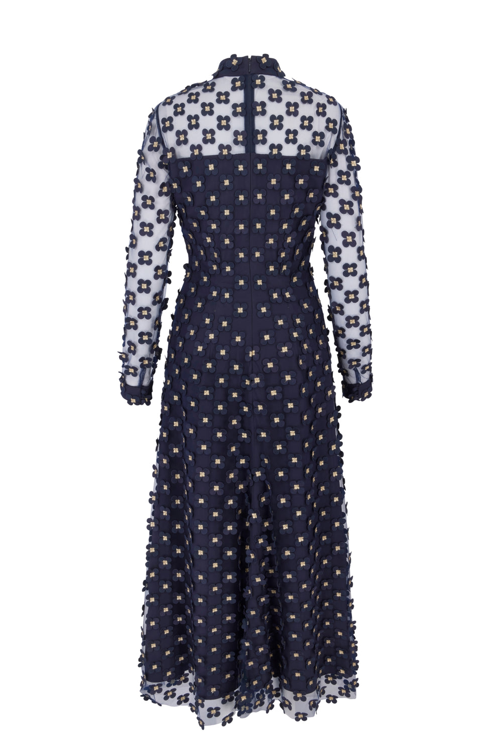 Load image into Gallery viewer, Keres Dress Navy Appliqué Daisy Lace