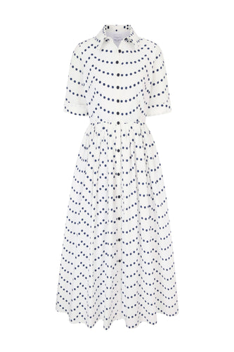 Albi Cotton Shirt Dress Scallop Dots