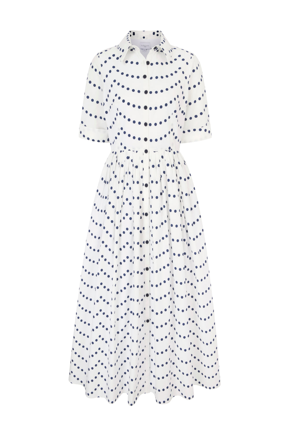 Load image into Gallery viewer, Albi Cotton Shirt Dress Scallop Dots
