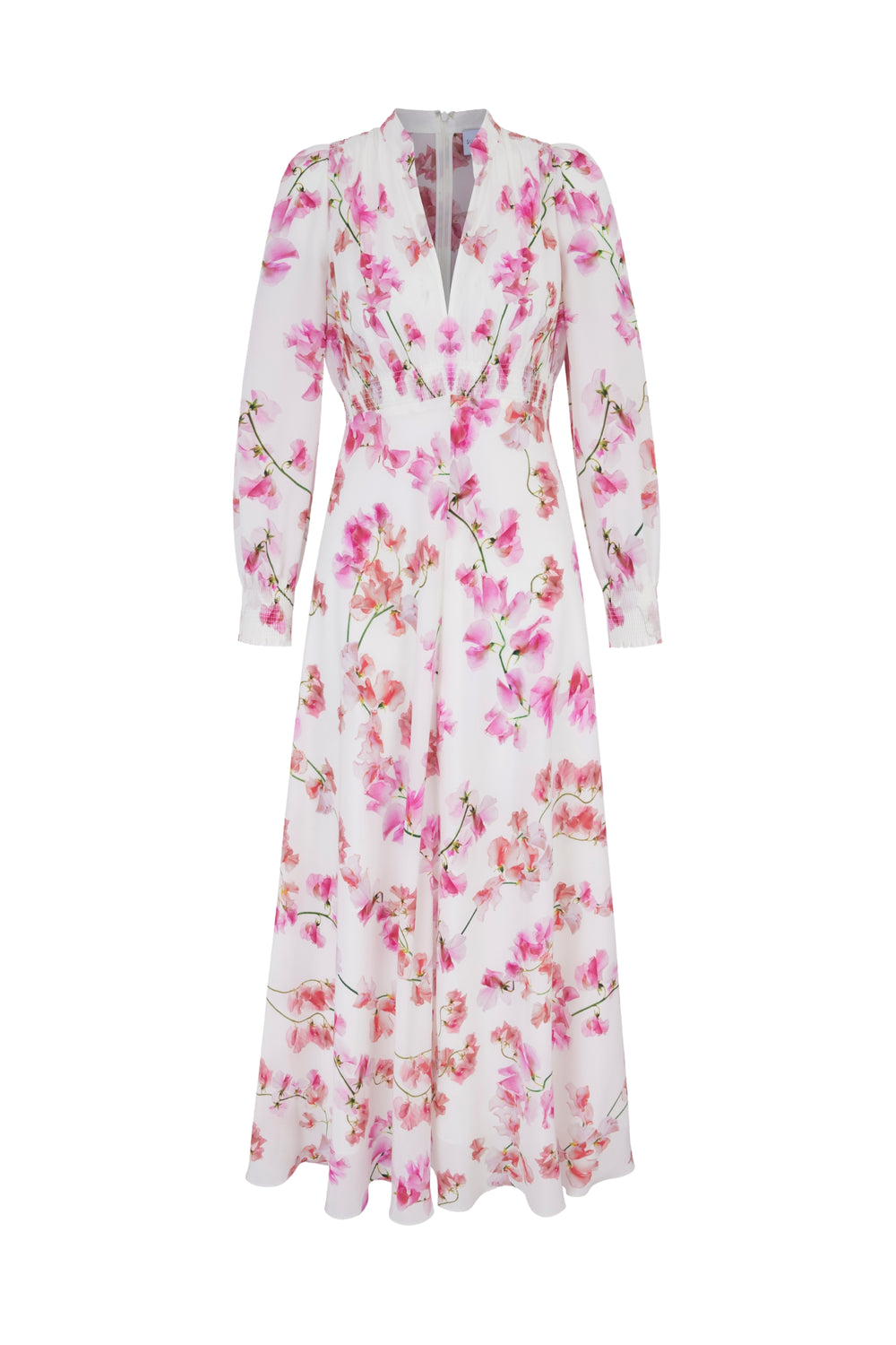 Load image into Gallery viewer, Georgina Silk Tea Dress Sweet Peas