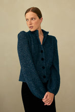 Load image into Gallery viewer, Bruton Navy Knitted Merino Wool, Alpaca &amp; Silk Cardigan Jacket
