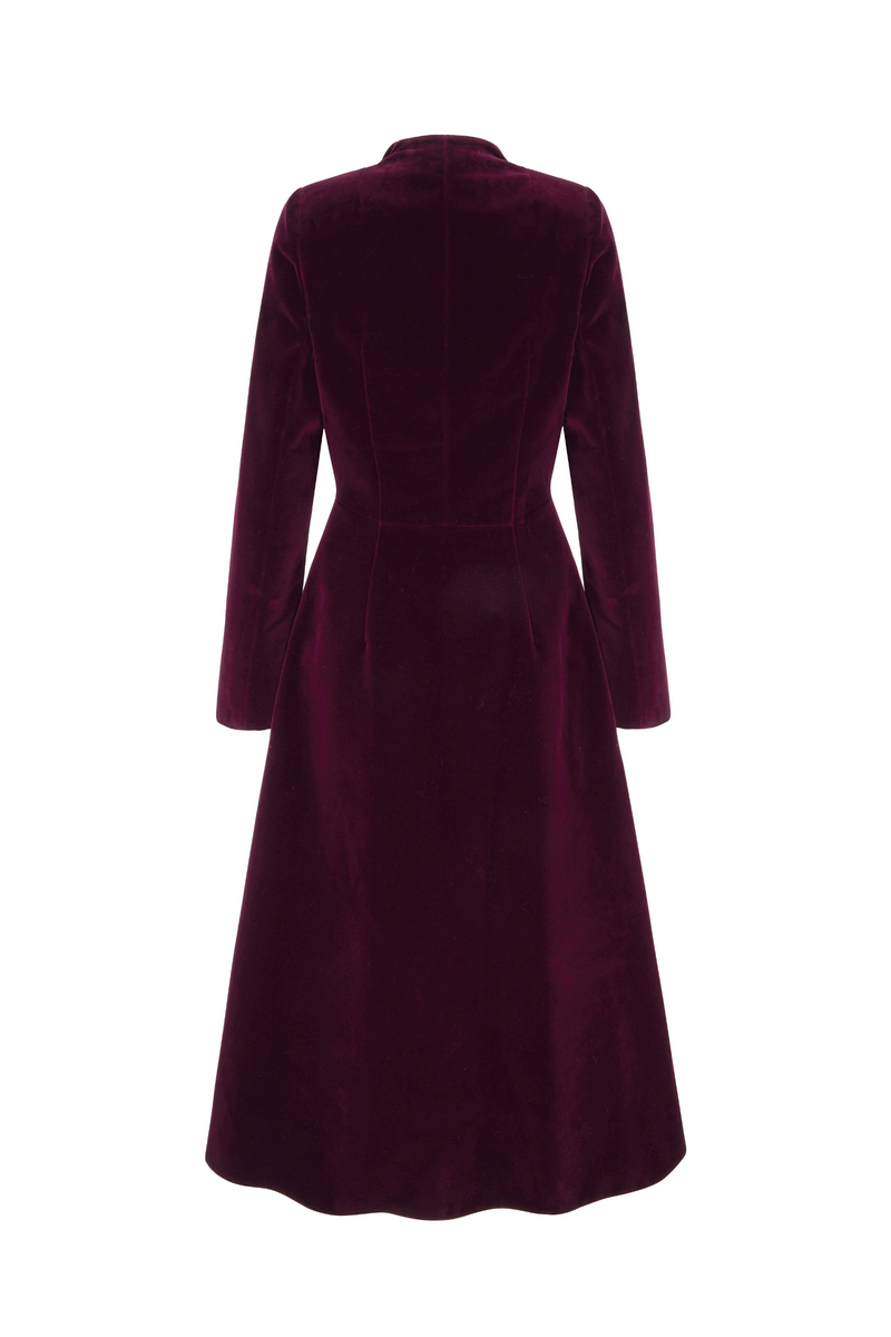 Load image into Gallery viewer, Louisa Coat Dress Plum Velvet ARCHIVE SALE