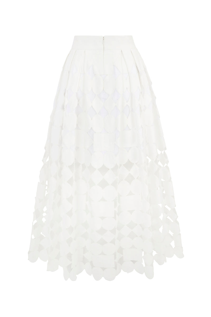 Load image into Gallery viewer, Rae Top and Skirt Set White Geometric Lace ARCHIVE SALE