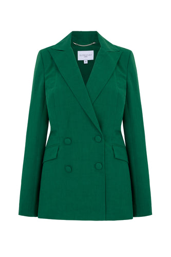 Rappalo Double Breasted Blazer Green Linen
