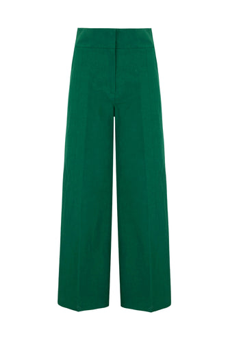 Rappalo Wide Leg Trousers Green Linen