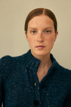 Load image into Gallery viewer, Bruton Navy Knitted Merino Wool, Alpaca &amp; Silk Cardigan Jacket