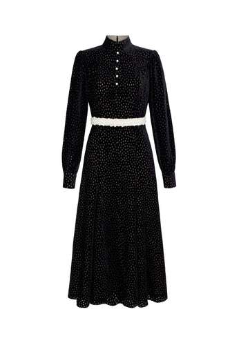 Biarritz Dress Black Polka Dot Velvet