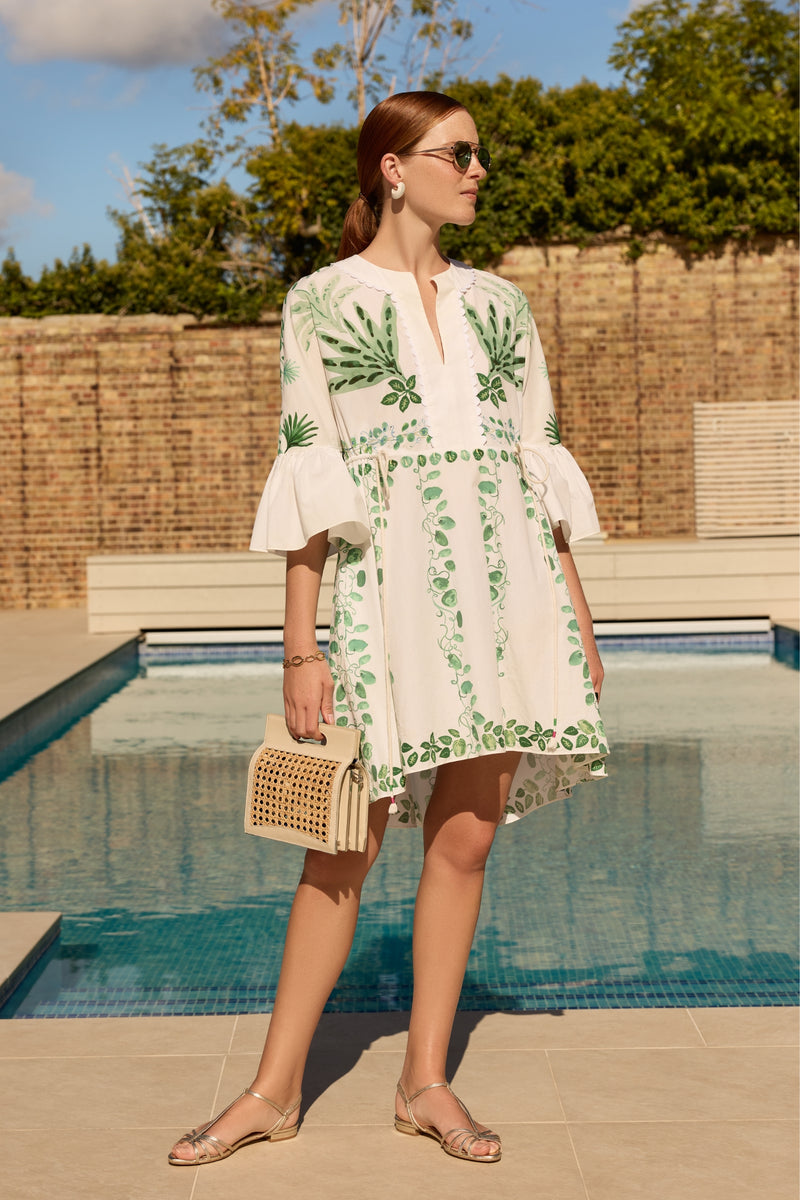 Load image into Gallery viewer, Trailing Leaves Cotton Kaftan Dress x Susannah Garrod
