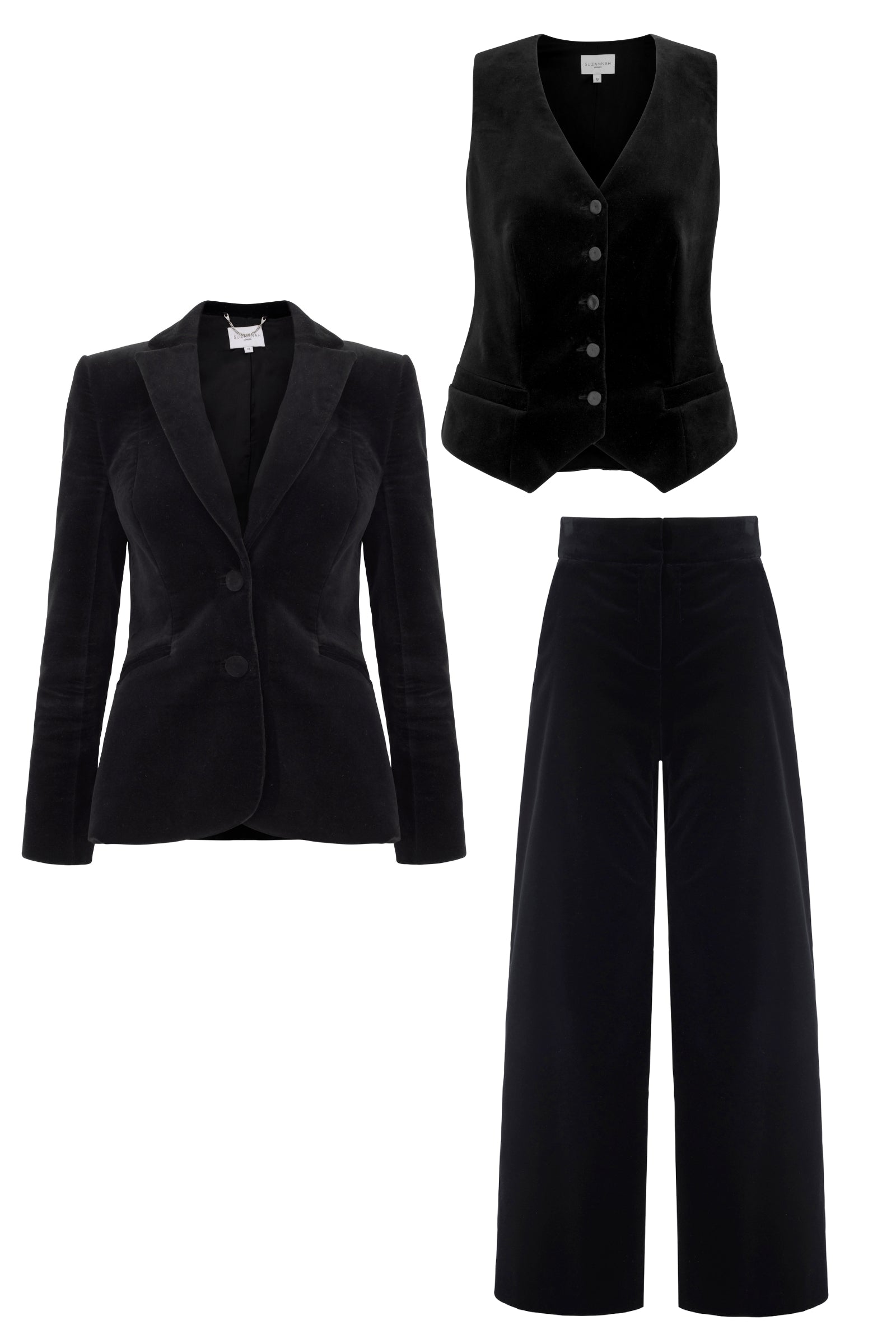 Brooklyn 24 Black Velvet 3-Piece Suit
