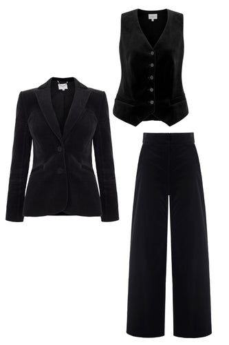 Brooklyn 24 Black Velvet 3-Piece Suit