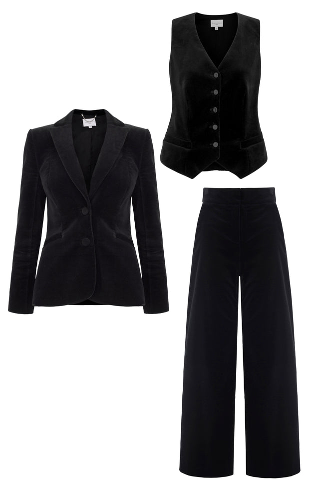 Brooklyn 24 Black Velvet 3-Piece Suit