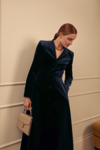 Load image into Gallery viewer, Louisa Coat Dress Velvet Navy