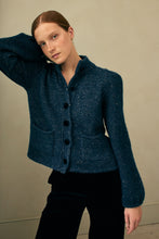 Load image into Gallery viewer, Bruton Navy Knitted Merino Wool, Alpaca &amp; Silk Cardigan Jacket
