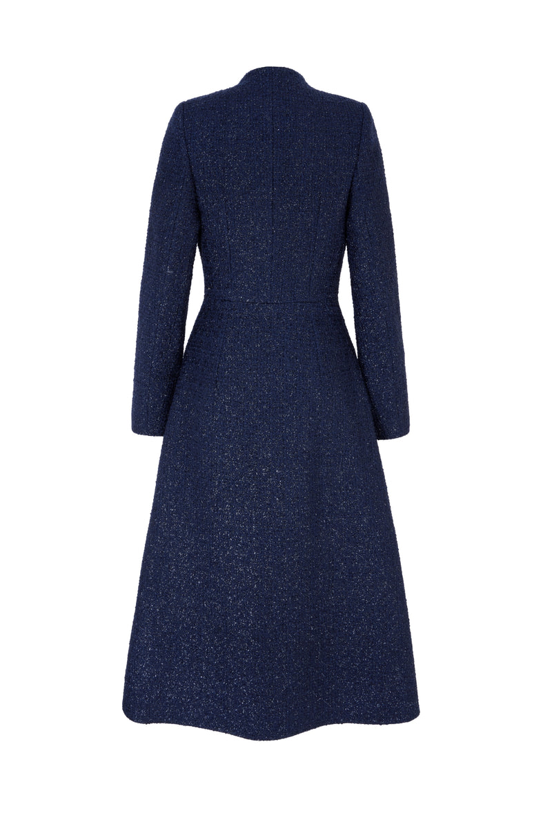 Load image into Gallery viewer, Louisa Coat Dress Metallic Tweed Navy