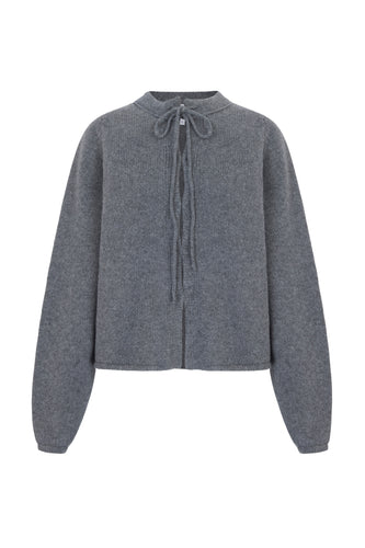 Fine Lambswool and Cashmere Cardigan Grey