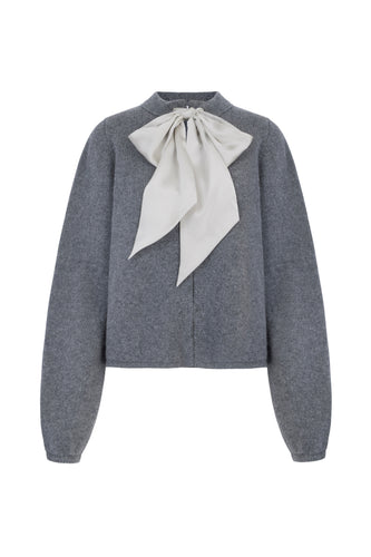 Fine Lambswool and Cashmere Cardigan Grey