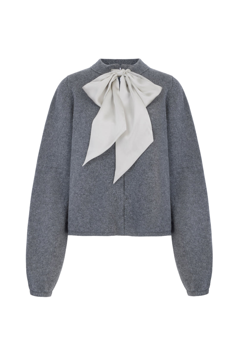 Fine Lambswool and Cashmere Cardigan Grey