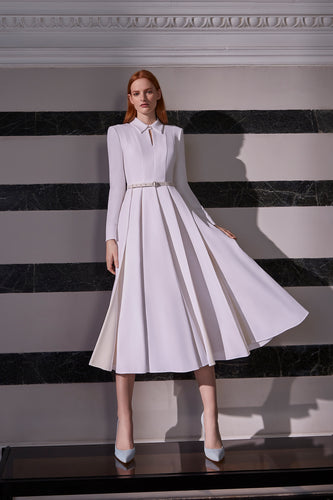 Adelyn Couture White Silk Shirt Dress