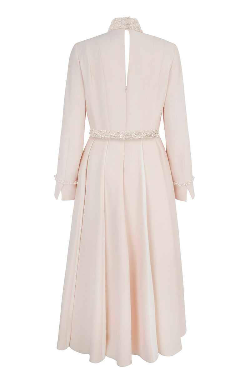 Load image into Gallery viewer, Adelyn Dress Blush and Pearl Silk Cady