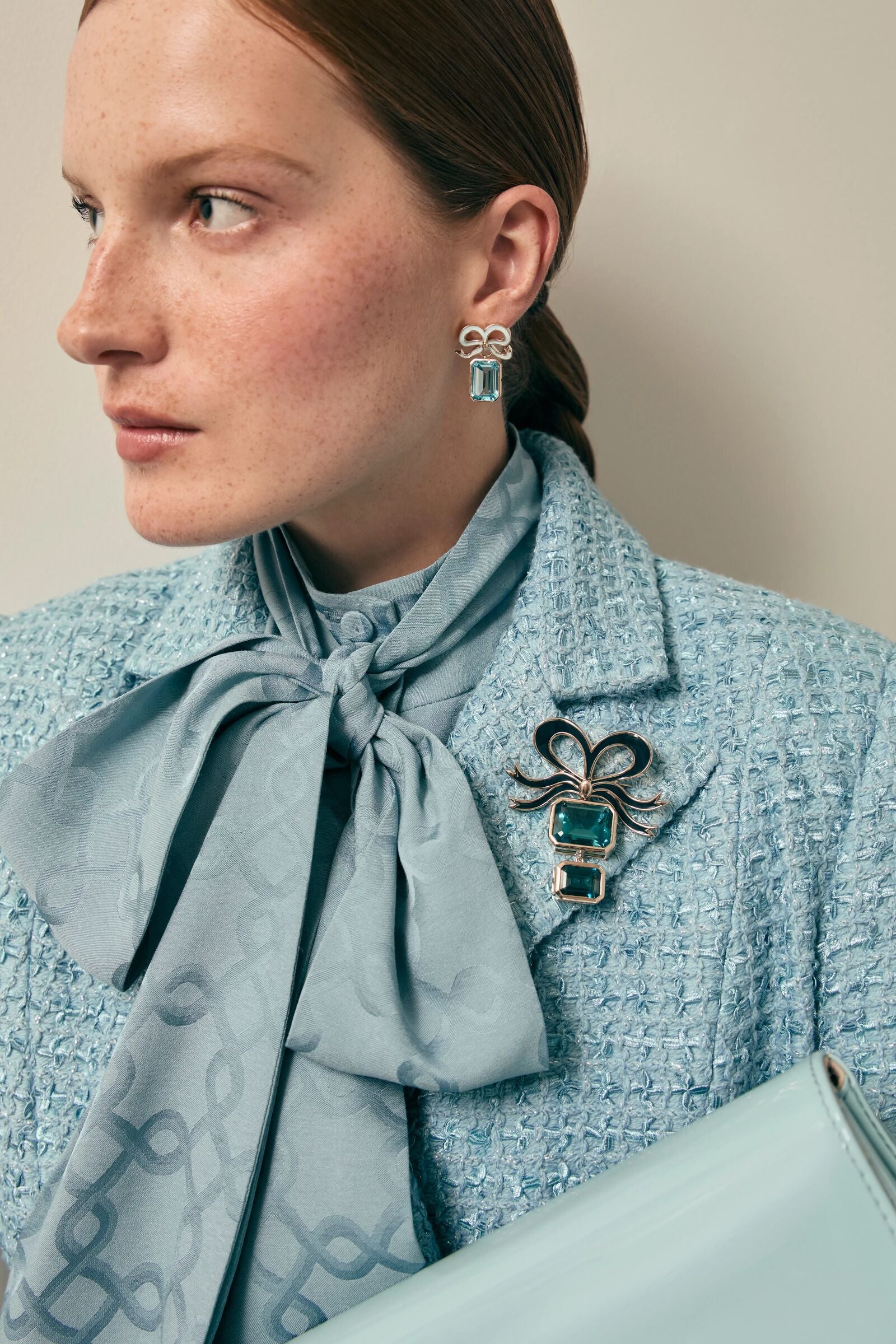 Sidney Jacquard Blouse Dress Heritage Blue