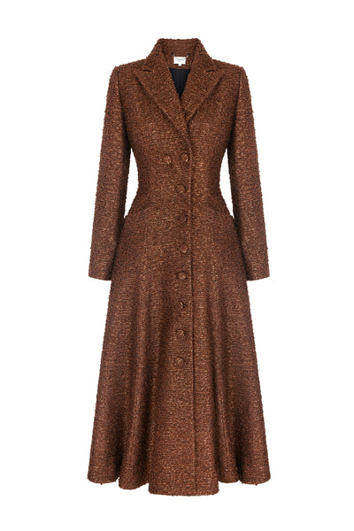 Alabama Coat  Copper Tweed Luxury Coating - Suzannah London