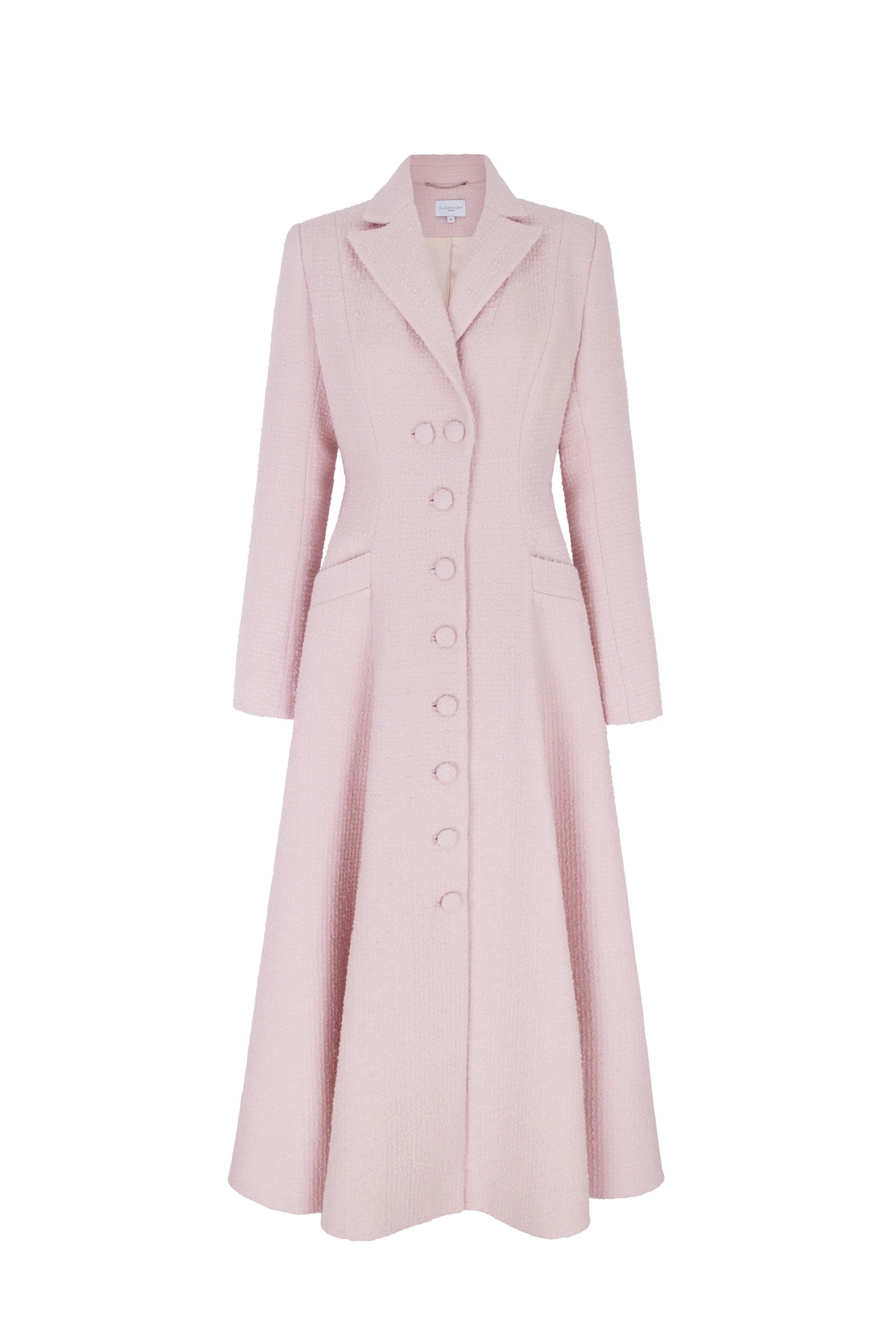 Alabama Coat Vintage Pink Bouclé Tweed | Suzannah London