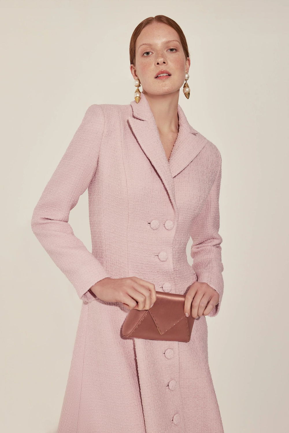 Load image into Gallery viewer, Alabama Coat Vintage Pink Boucle Tweed