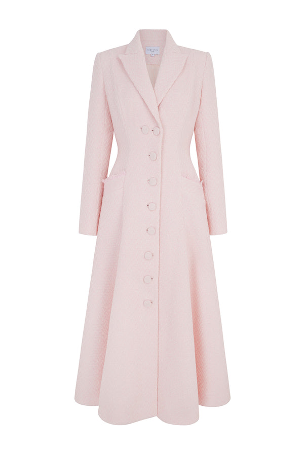 ladies pink dress coat Boucle Wool Double Breasted Coat
