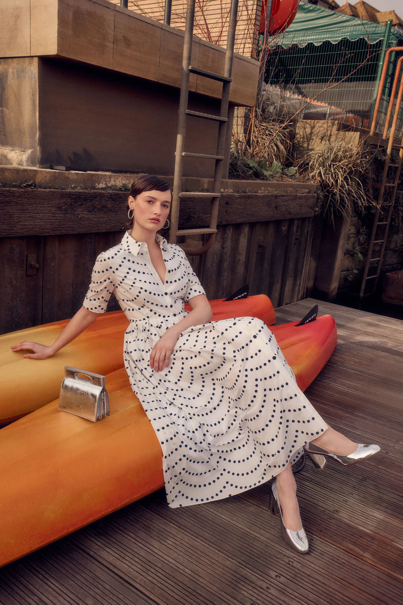 Load image into Gallery viewer, Albi Cotton Shirt Dress Scallop Dots - ARCHIVE SALE