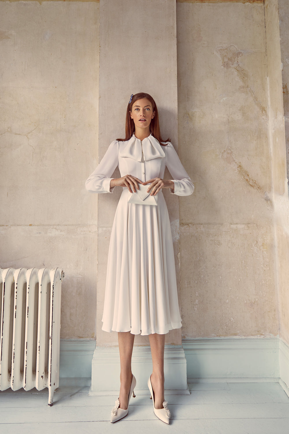 Load image into Gallery viewer, Allison Pure Dress Peachy Cream Silk Crepe