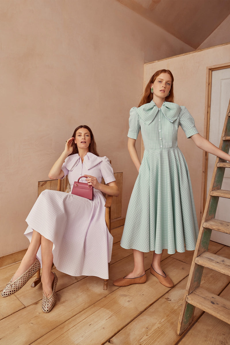 Load image into Gallery viewer, Allison Dress Lilac Gingham  - ARCHIVE SALE