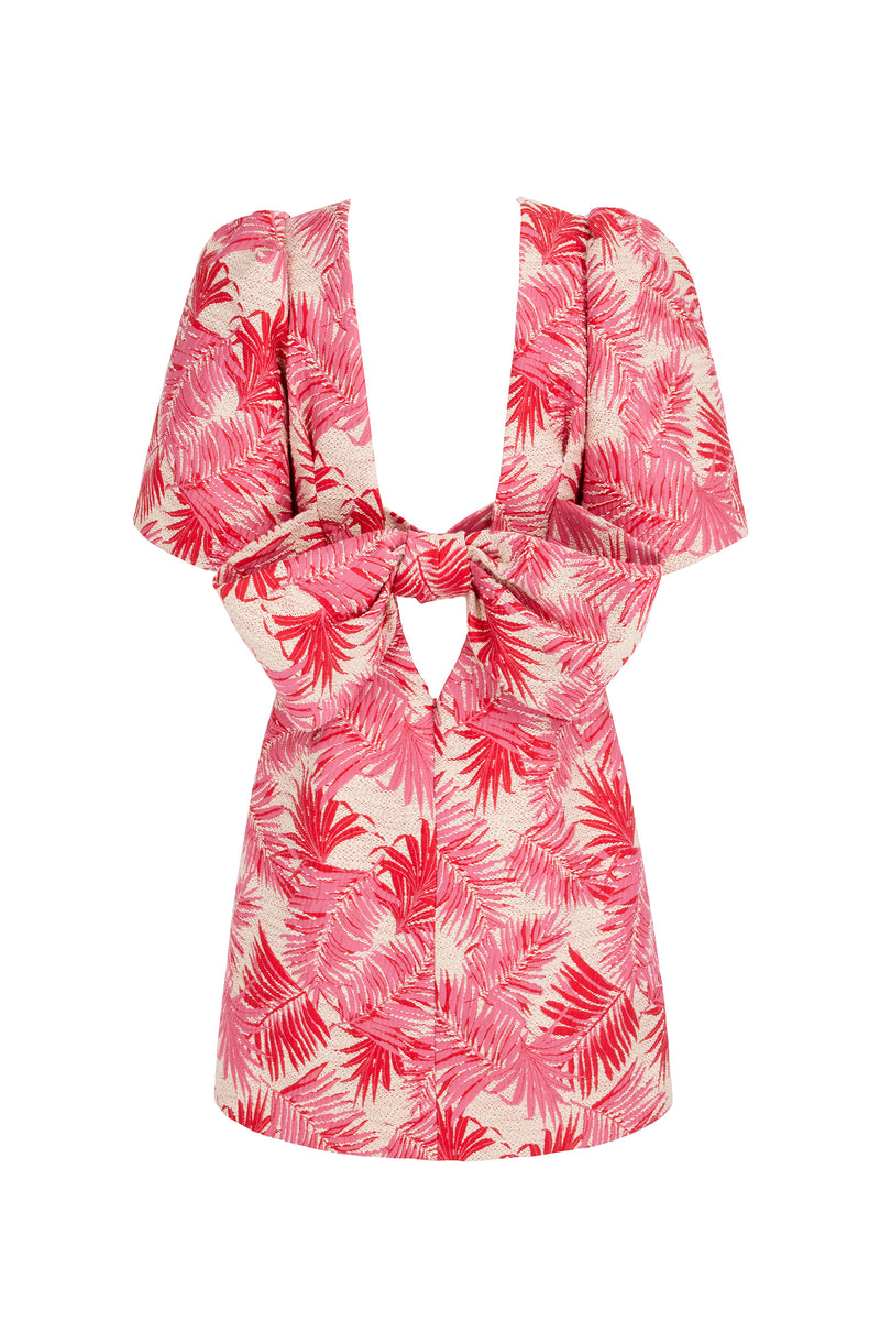 Load image into Gallery viewer, Annabel Bow Dress Palm Jacquard - ARCHIVE SALE
