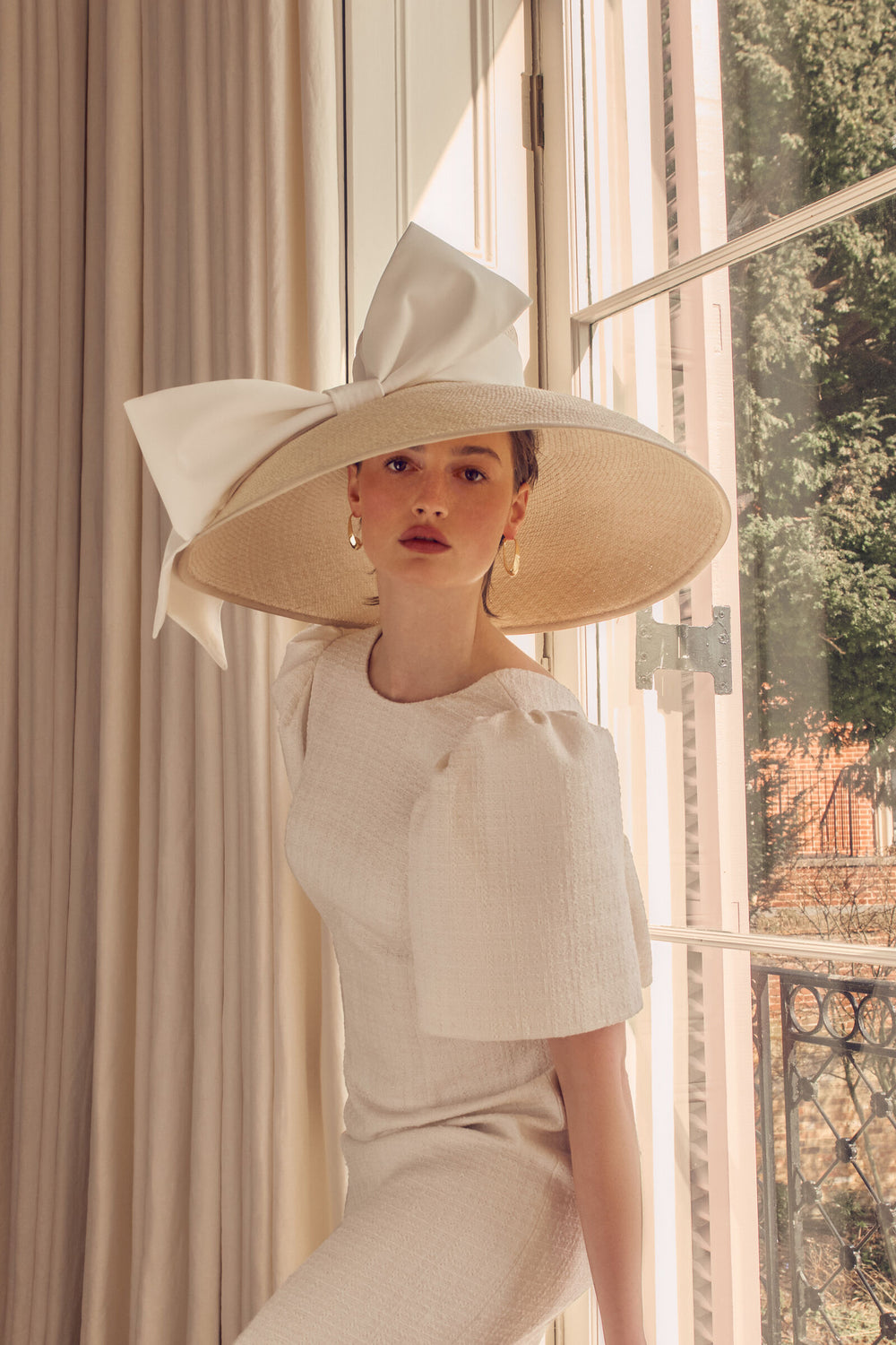 Load image into Gallery viewer, The Audrey Large Brim Sustainable Hat Cream x Ruth Ravenscroft