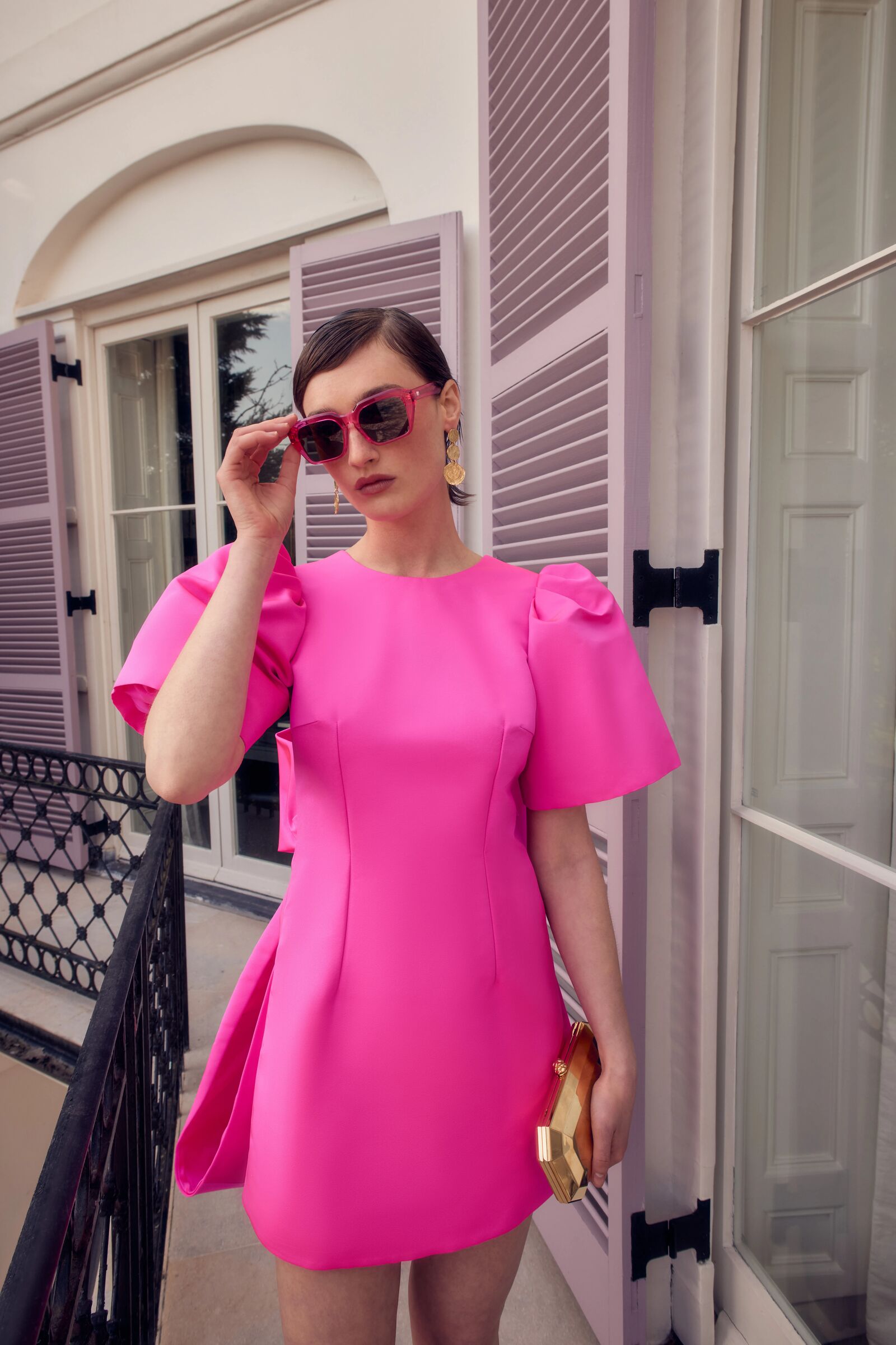 Annabel Bow Dress Neon