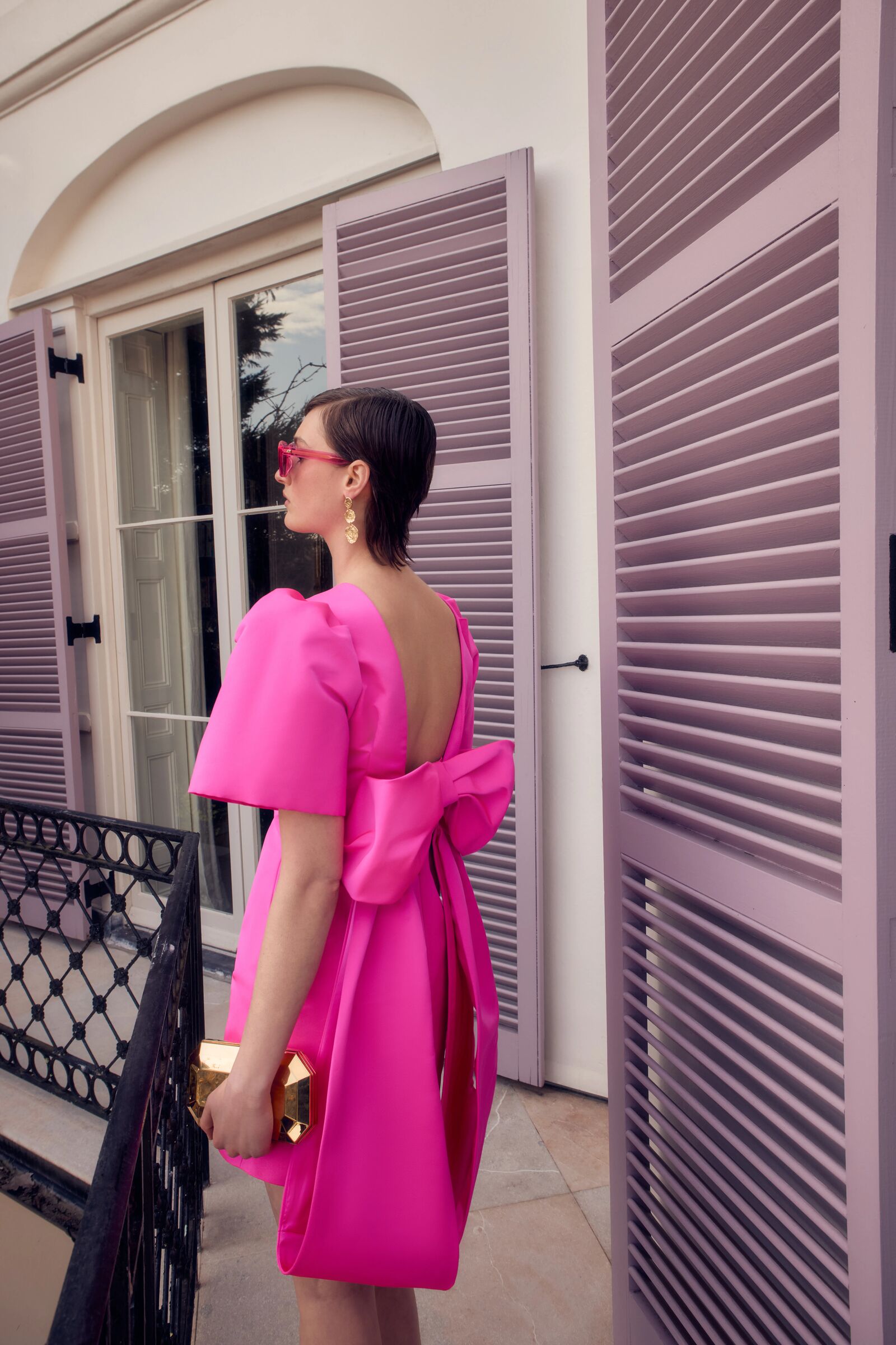 Annabel Bow Dress Neon