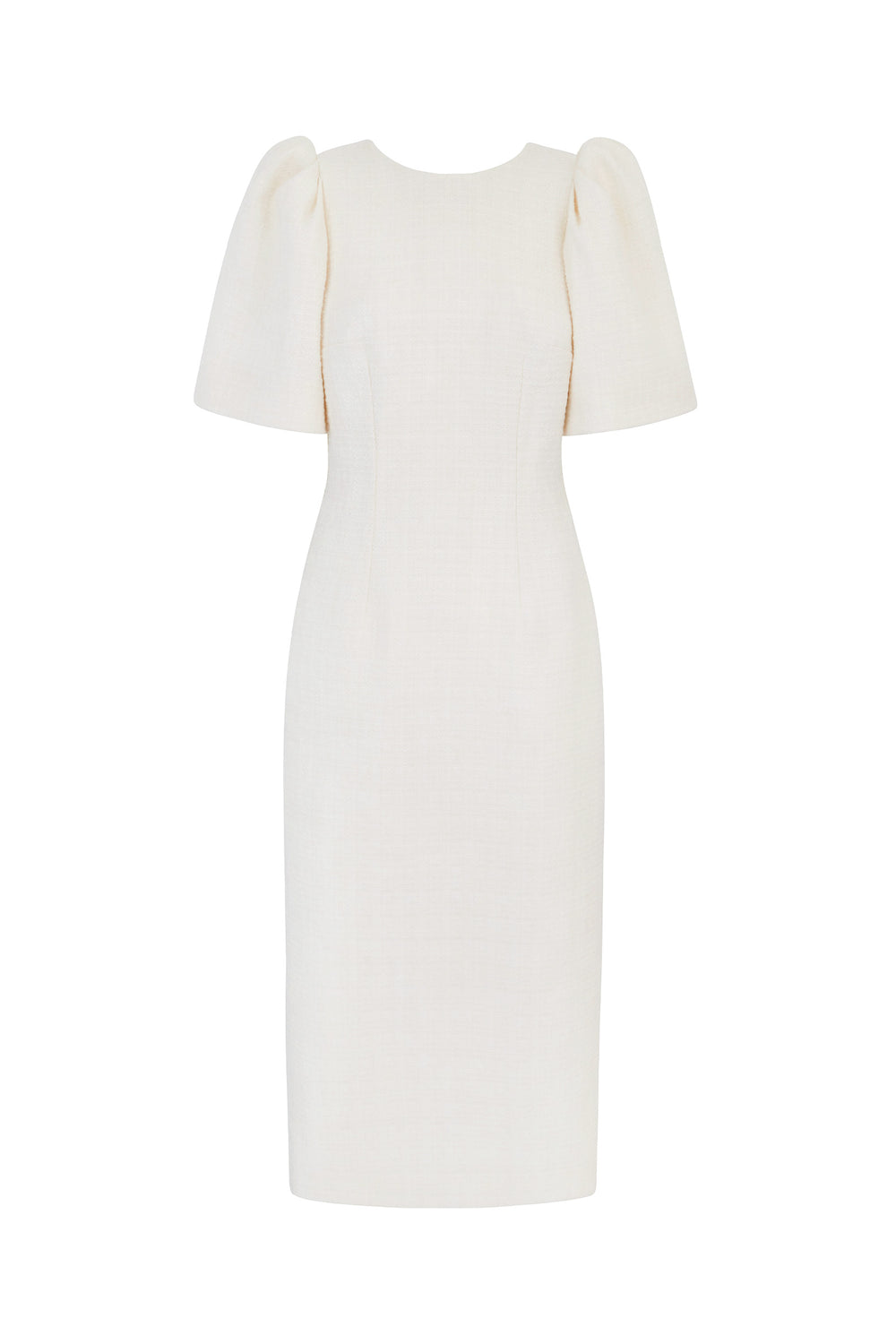 Load image into Gallery viewer, Annabel Bow Midi Dress Ribbon Tweed Cream