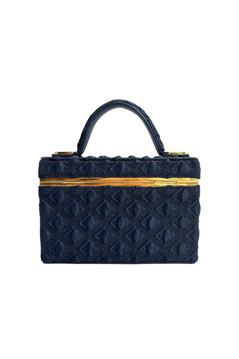 Load image into Gallery viewer, Ava Box Bag Navy Diamond Cloqué x Tyler Ellis