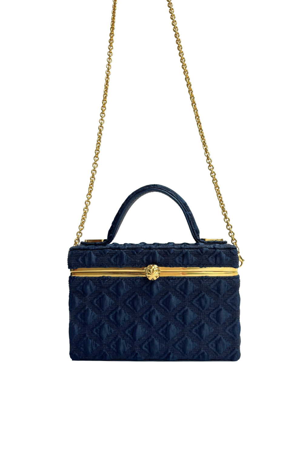 Load image into Gallery viewer, Ava Box Bag Navy Diamond Cloqué x Tyler Ellis
