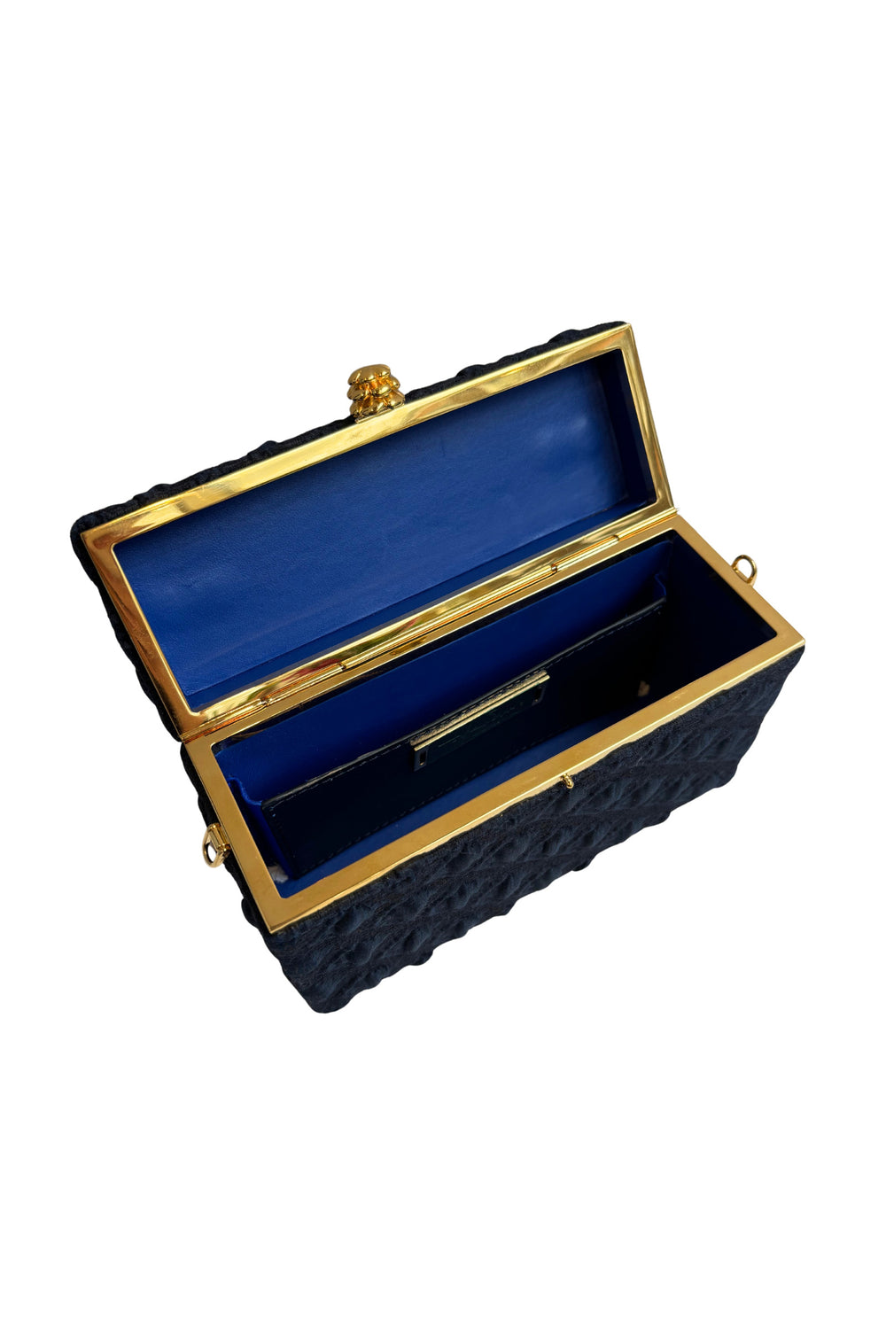 Load image into Gallery viewer, Ava Box Bag Navy Diamond Cloqué x Tyler Ellis