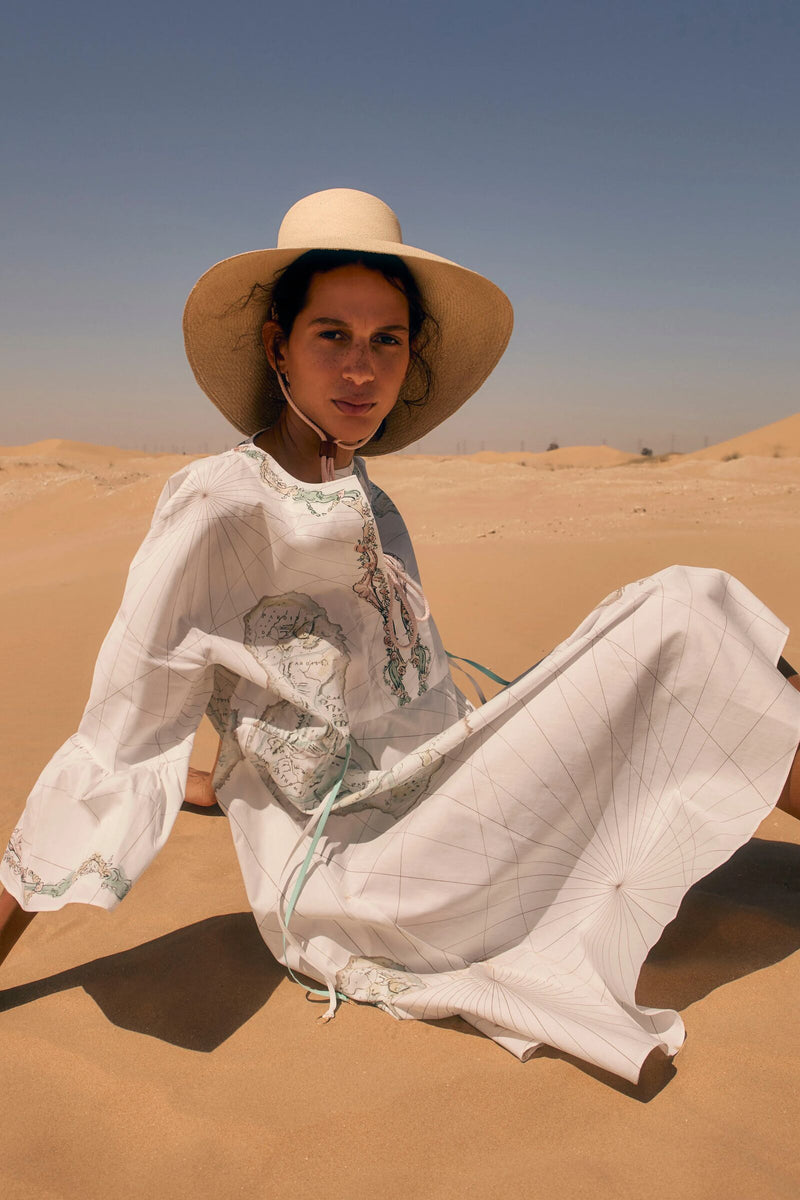 Load image into Gallery viewer, Barbados Maps Cotton Kaftan ARCHIVE SALE