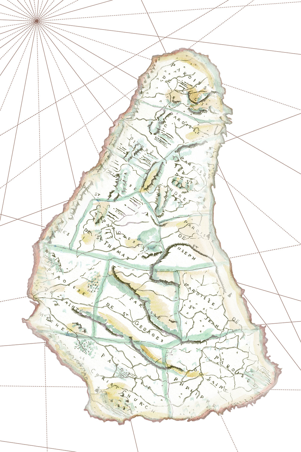 Load image into Gallery viewer, Barbados Maps Cotton Kaftan Dress (below knee)