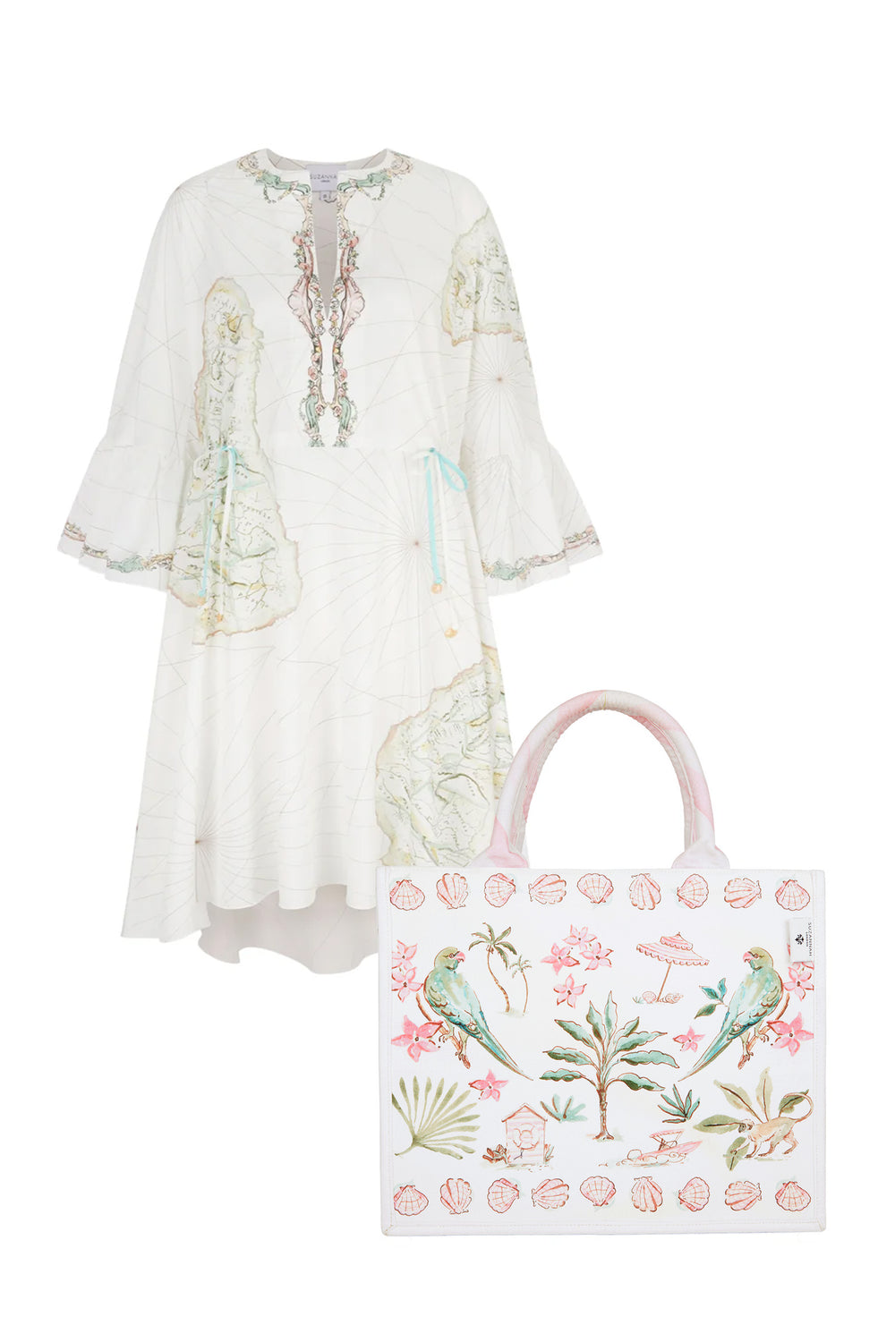 Load image into Gallery viewer, Barbados Maps Cotton Kaftan &amp; Barbados Tote x Susannah Garrod