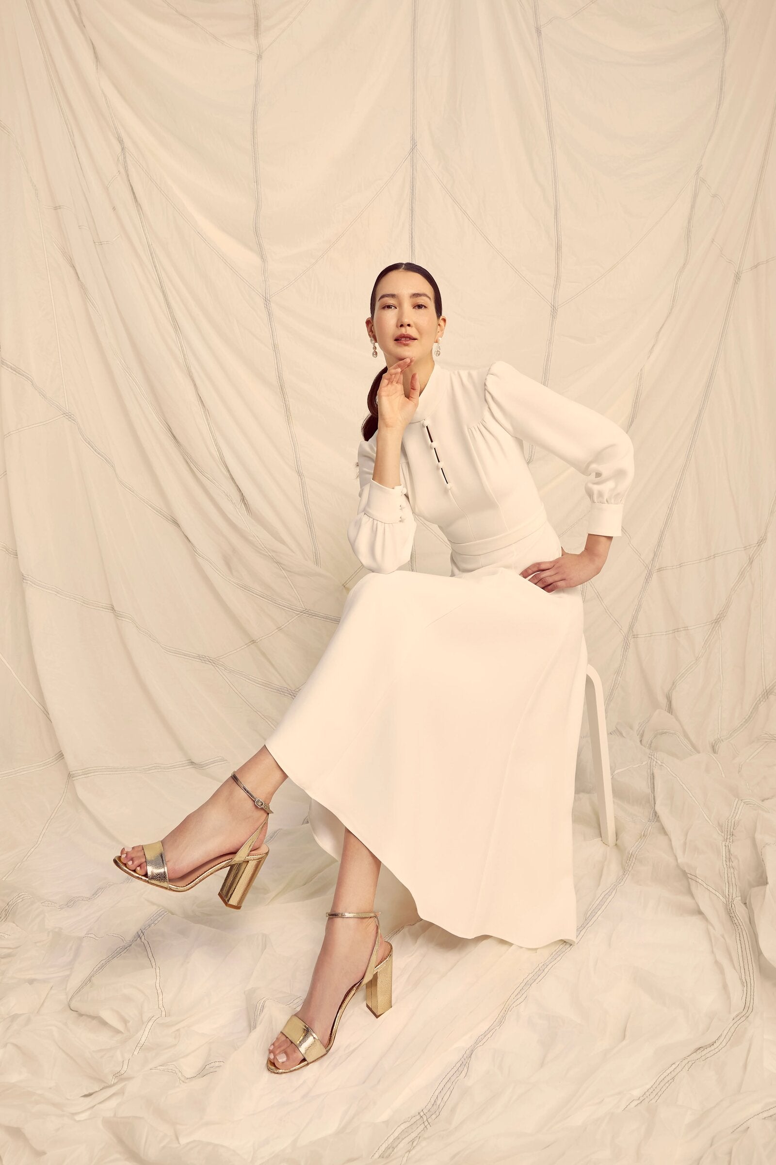 Biarritz Dress Ivory Silk Crepe