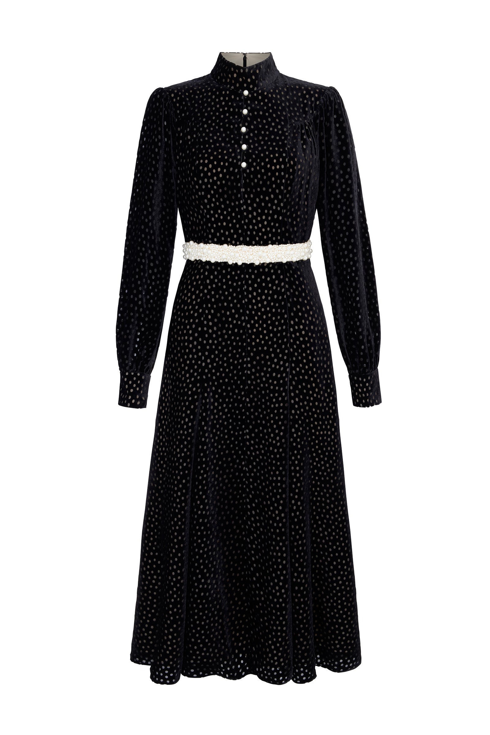 Biarritz Dress Black Polka Dot Velvet