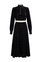 Load image into Gallery viewer, Biarritz Dress Black Polka Dot Velvet