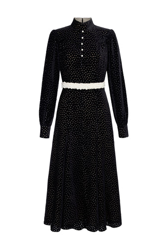 Biarritz Dress Black Polka Dot Velvet